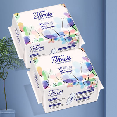 Хорошая цена. Оптовый поставщик Частная маркировка хлопчатобумажная поверхность пользовательское ночное использование Синяя печать Дамы женские удобные гигиенические прокладки онлайн